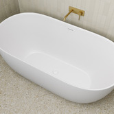 Temple &amp; Webster Avalon Egg Acrylic Freestanding Bath with Overflow