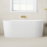Temple &amp; Webster Avalon 1500mm Acrylic Fluted Freestanding Bath with Overflow