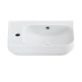 Temple &amp; Webster Sabina 450mm Gloss White Ceramic Wall Hung Basin with Overflow