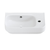 Temple &amp; Webster Sabina 450mm Gloss White Ceramic Wall Hung Basin with Overflow