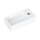 Temple &amp; Webster Sabina 405mm Gloss White Left Bowl Wall Hung Basin