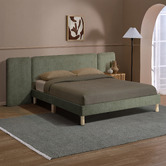 Temple &amp; Webster Croft Winged Chenille Bed Frame