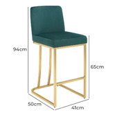 Temple &amp; Webster Green 65cm Ottie Velvet Bar Stool