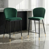 Temple &amp; Webster 67cm Green Venus Velvet Bar Stools