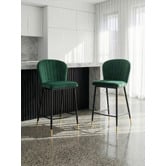 Temple &amp; Webster 67cm Green Venus Velvet Bar Stools