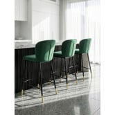 Temple &amp; Webster 67cm Green Venus Velvet Bar Stools