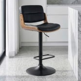 Temple &amp; Webster Rocket Faux Leather Mid-Back Adjustable Bar Stool
