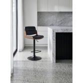 Temple &amp; Webster Rocket Faux Leather Mid-Back Adjustable Bar Stool