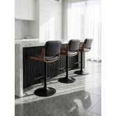 Temple &amp; Webster Rocket Faux Leather Mid-Back Adjustable Bar Stool