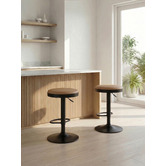 Temple &amp; Webster Clem Faux Leather Adjustable Bar Stools