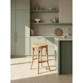 Temple &amp; Webster 65cm Premium Luca Beech Wood &amp; Rattan Barstool