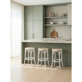Temple &amp; Webster 65cm Premium Luca Beech Wood &amp; Rattan Barstool