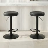Temple &amp; Webster Elwood Faux Leather Adjustable Bar Stools
