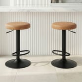 Temple &amp; Webster Elwood Faux Leather Adjustable Bar Stools