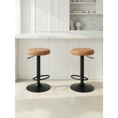 Temple &amp; Webster Elwood Faux Leather Adjustable Bar Stools