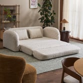 Temple &amp; Webster Georgia 3 Seater Queen Boucle Sofa Bed