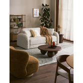 Temple &amp; Webster Georgia 3 Seater Queen Boucle Sofa Bed