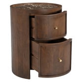Temple &amp; Webster Romy 2 Drawer Marble &amp; Mango Wood Bedside Table