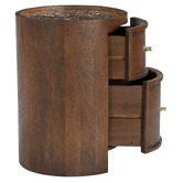 Temple &amp; Webster Romy 2 Drawer Marble &amp; Mango Wood Bedside Table