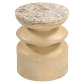 Temple &amp; Webster Eliza Marble &amp; Mango Wood Side Table