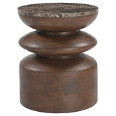 Temple &amp; Webster Eliza Marble &amp; Mango Wood Side Table
