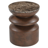 Temple &amp; Webster Eliza Marble &amp; Mango Wood Side Table