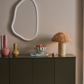 Temple &amp; Webster Benji Mushroom Cement &amp; Rattan Table Lamp