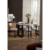 Temple &amp; Webster Charlie Ski-Leg Faux Marble Dining Table