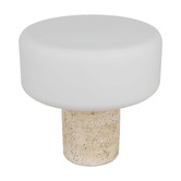 Temple &amp; Webster Emery Travertine-look &amp; Glass Table Lamp