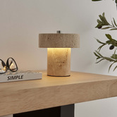 Temple &amp; Webster Piper Travertine Cordless LED Table Lamp