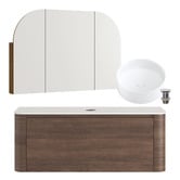 Temple &amp; Webster Boyd 1200mm Walnut Wall Hung Vanity with Basin &amp; Shaving Cabinet Package