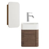 Temple &amp; Webster Boyd 460mm Walnut Wall Hung Vanity with Basin &amp; Shaving Cabinet Package