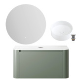 Temple &amp; Webster Leon 900mm Wall Hung Vanity with Basin &amp; LED Mirror Package