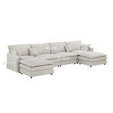 Temple &amp; Webster Coco 5 Seater Upholstered Modular Sofa &amp; Ottoman Set