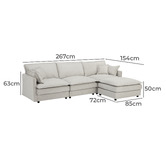 Temple &amp; Webster Coco 4 Seater Upholstered Modular Sofa &amp; Ottoman Set