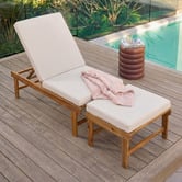 Temple &amp; Webster 2 Piece St. Barths Acacia Sun Lounge Chair &amp; Ottoman Set