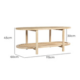 Temple &amp; Webster Natural Anya Mango Wood &amp; Rattan Coffee Table