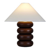Temple &amp; Webster Bodhi Stacked Rubberwood Table Lamp
