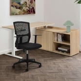 Temple &amp; Webster Ally Electric Sit &amp; Stand Corner Desk &amp; Matty Matrix Office Chair Set