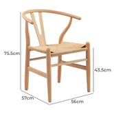 Temple &amp; Webster Hans Wegner Wishbone Replica Solid Beech Wood Dining Chairs