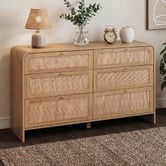 Temple &amp; Webster Maxine Curved Rattan 6 Drawer Chest