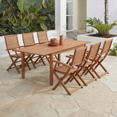 Temple &amp; Webster 6 Seater Natural Lanai Wood Outdoor Extendable Dining Set