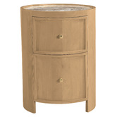 Temple &amp; Webster Romy 2 Drawer Marble &amp; Mango Wood Bedside Table