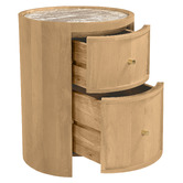 Temple &amp; Webster Romy 2 Drawer Marble &amp; Mango Wood Bedside Table