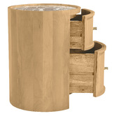 Temple &amp; Webster Romy 2 Drawer Marble &amp; Mango Wood Bedside Table