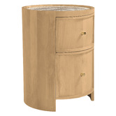 Temple &amp; Webster Romy 2 Drawer Marble &amp; Mango Wood Bedside Table