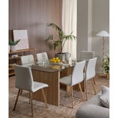 Temple &amp; Webster 6 Seater Hayden Glass Dining Table &amp; Chair Set