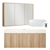 Temple &amp; Webster Florence Natural 1200mm Wall Hung Vanity &amp; Shaving Cabinet Package