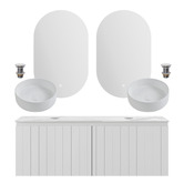 Temple &amp; Webster Belmont 1200mm Double Vanity Package with Oval LED Mirror