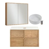 Temple &amp; Webster Cali 900mm Above Counter Vanity Package with Mirrored Shaving Cabinet
